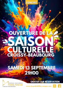 Affiche de l’ouverture de la saison culturelle de Croissy-Beaubourg avec concert gratuit à l’Espace culturel Michel Fugain